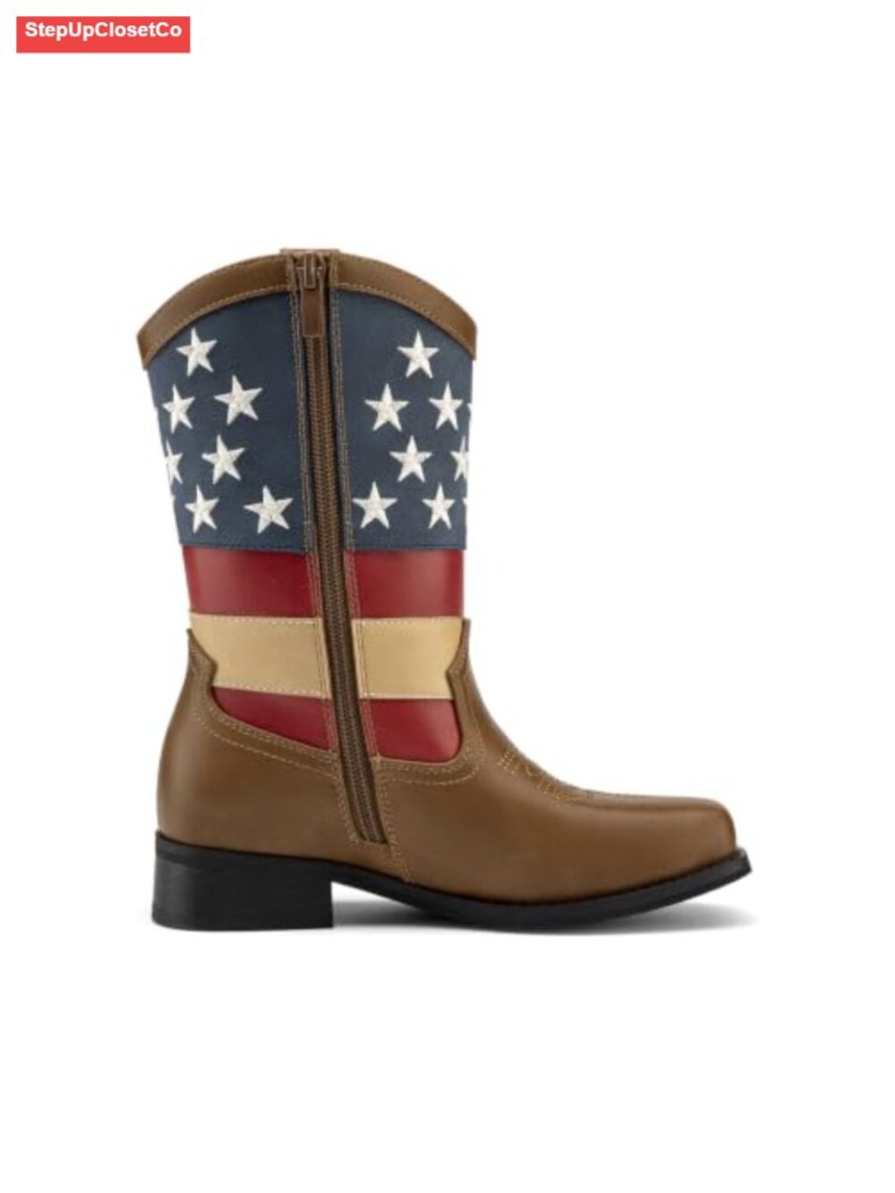 Boys Girls Cowboy Boots Toddler Western Equestrian PU Calf High Zip - Picture 4 of 6